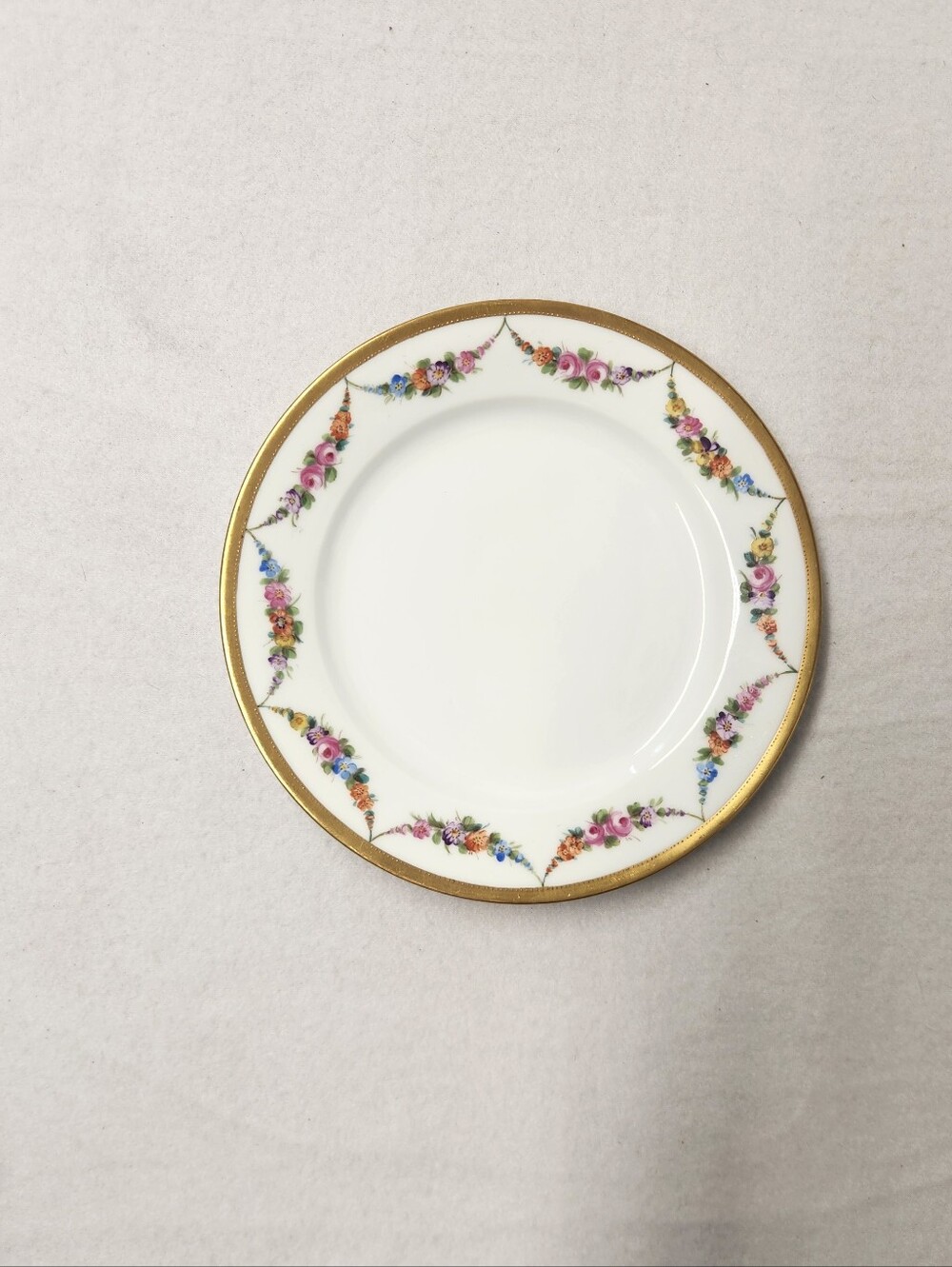 Vintage JK Dresden Germany Porcelain Floral Gold Trim 8" Salad Dessert Plate